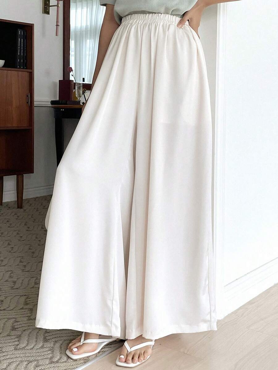 White Wide - Leg Trousers