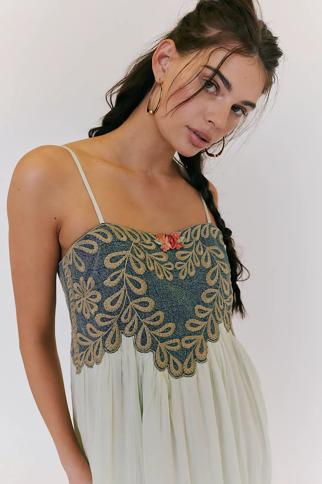 Backless Embroidered Maxi Dress