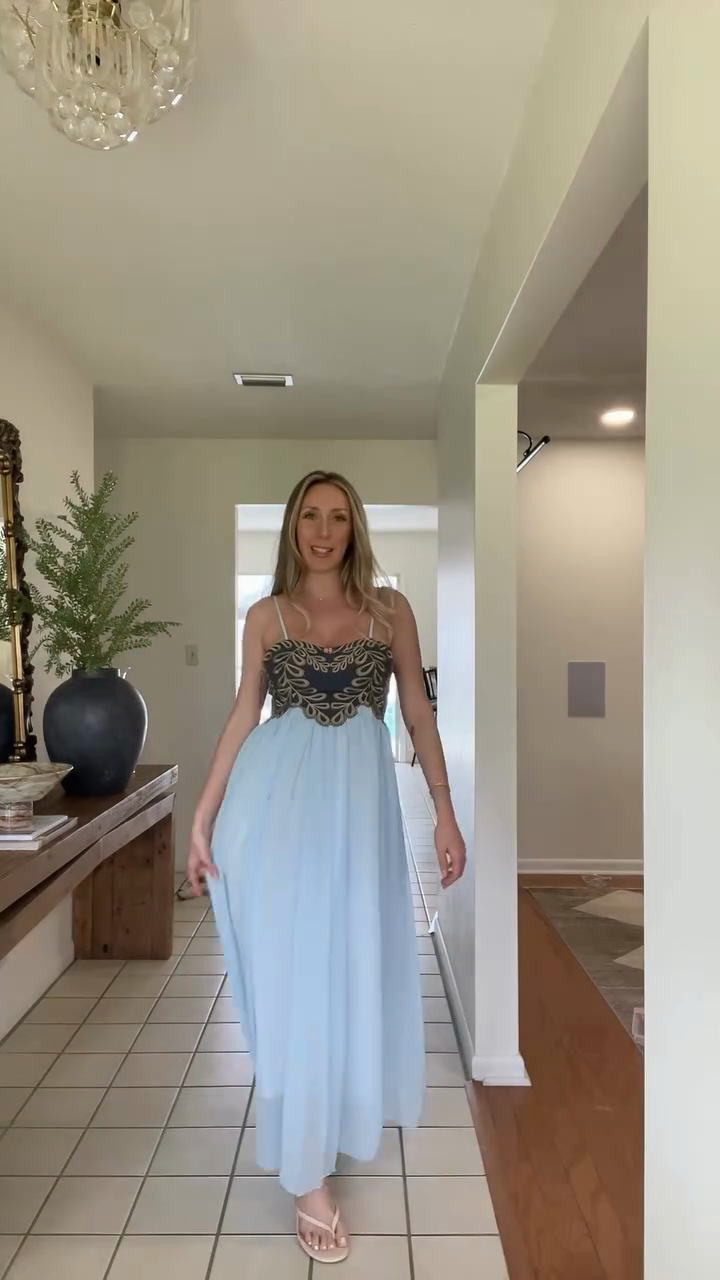 Backless Embroidered Maxi Dress