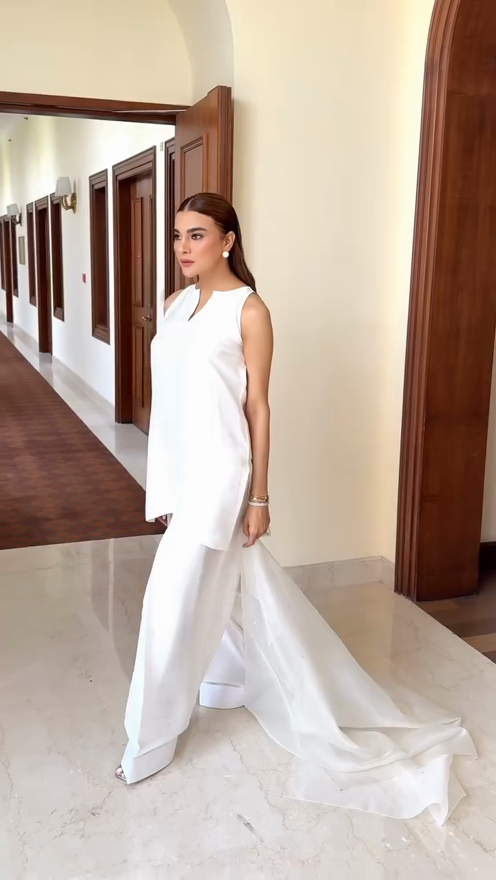 White Sheer Dupatta & Coordinated Suit Set