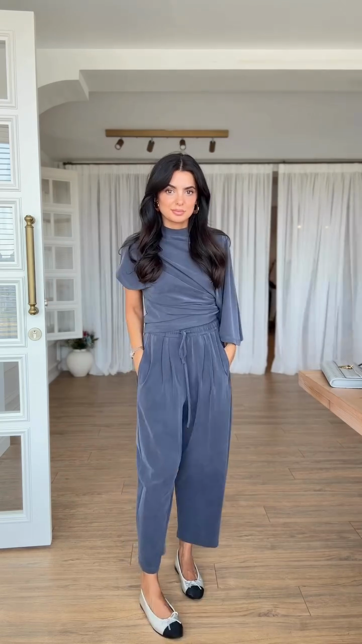 Asymmetric Top & Wide - Leg Pants Set