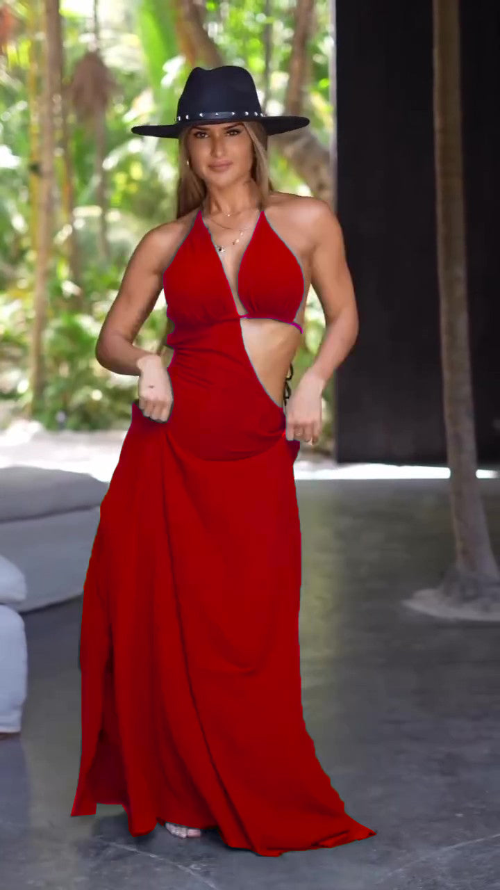 Asymmetrical midi resort dress-flax. Built-in breast cup.