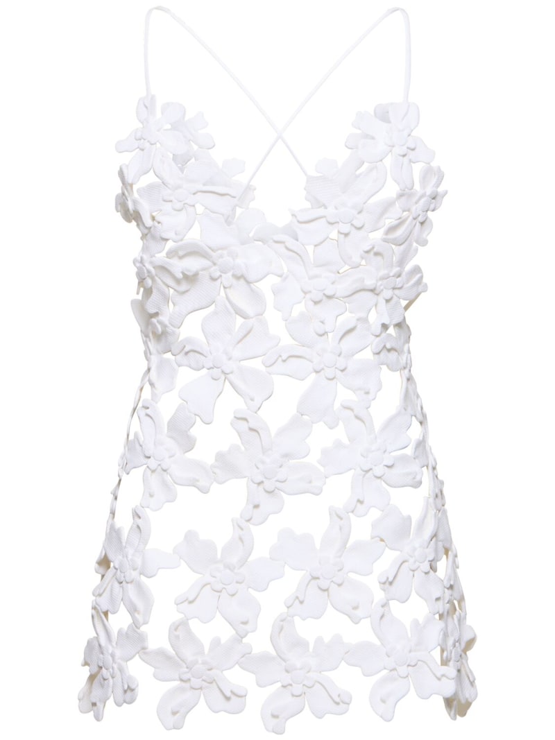 3d embroidered flower hollow dress
