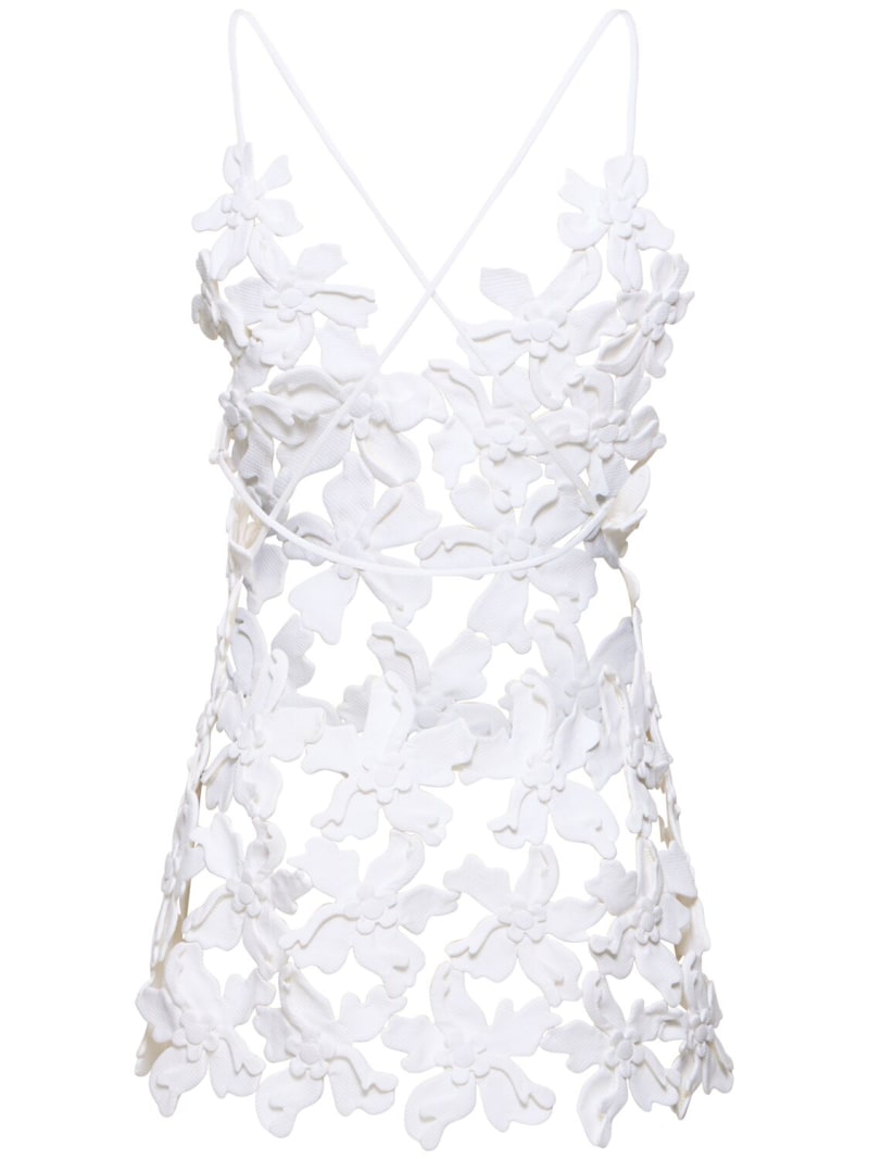 3d embroidered flower hollow dress
