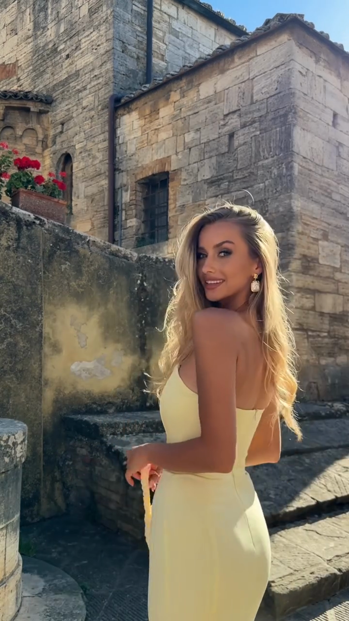 Yellow Strapless Mermaid Maxi Dress
