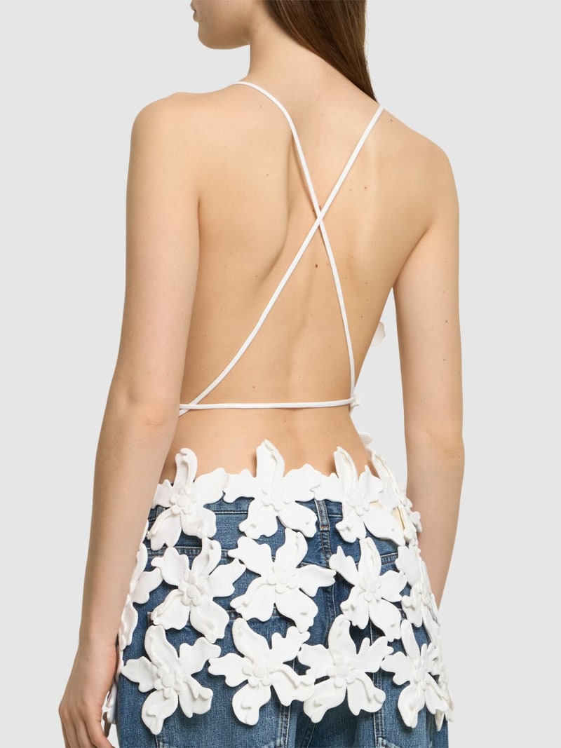 3d embroidered flower hollow dress