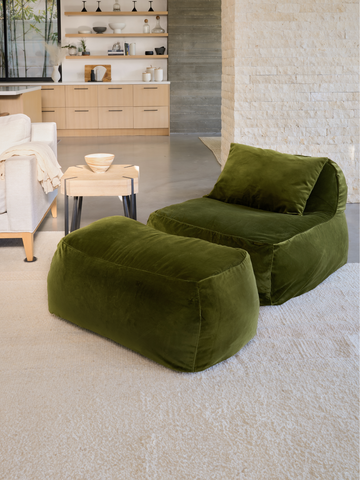 Dume Lounge Chair + Ottoman Velvet - Moss